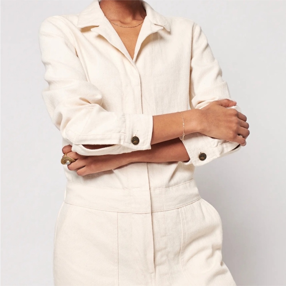 NWT Faherty Natural Ecru Overland Organic Stretch Twill Jumpsuit M